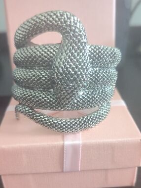 Snake Coil Bracelet in Metallic Silver